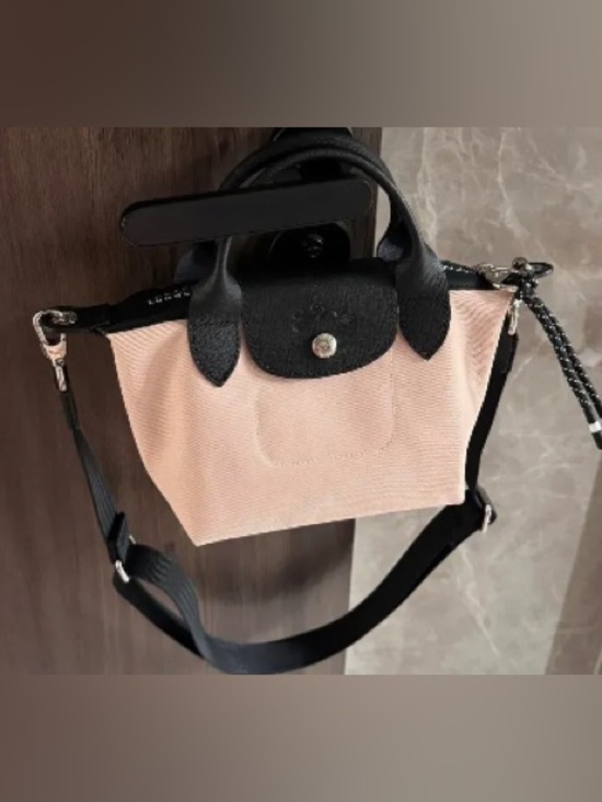 Longchamp Handbags - Longchamp Crossbody Le Pliage Mini - Blush Pink with Black Trim